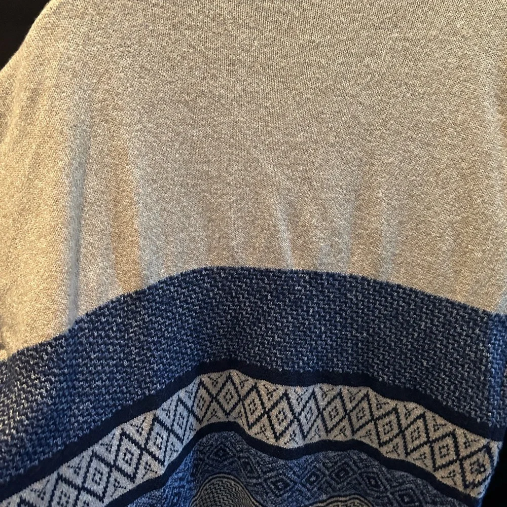 Pink Clover Blue and Beige Patterned Open Front Cardigan - Picture 7 of 7